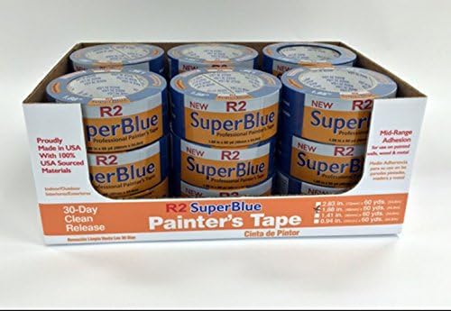 6 Rolls Blue Painters Masking Tape 2" inch x 60 yds Made in USA 30 Day Clean removal (6 Pack)