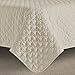 Comfy Bedding Oversized and Prewashed Lantern Ogee Quilted Bedspread Coverlet Set, King/Cal King, Beige