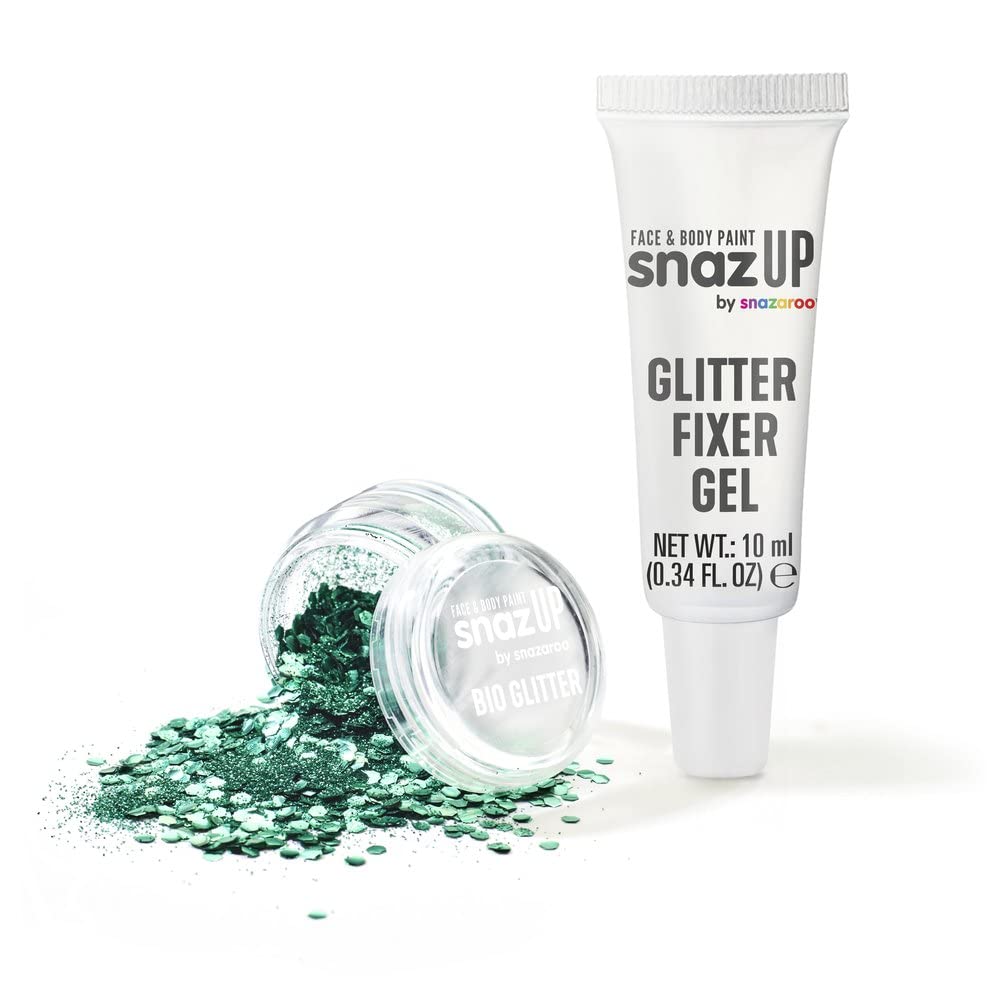 Snazaroo Bio Glitter Kit, Face and Body Paint, Biodegradable Gliter, Turquoise Colour 5g + Fixer