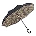 AWEOODS Double Layer Inverted Umbrella Cars Reversible Umbrella (peacock black)