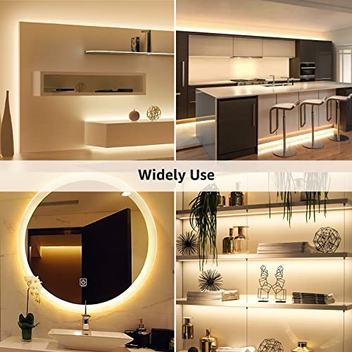 Lepro Warm White LED Strip Light 5M 300 LEDs, 1650lm Dimmable LED Tape Lights, 3000K Flexible LED Lights for Bedroom Kitchen Under Cabinet Wardrobe Stair (12V Power Plug and Dimmer Switch Included)
