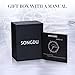 SONGDU Mens Date Multifunction Quartz Wrist Watch with Brown Calfskin Leather Band