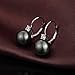 ZowBinBin 925 Sterling Silver 10mm Pearl Earrings,Beautiful Black Pearl Earrings,White Pearl Dangle Earrings Hypoallergenic Shell Pearl Earrings
