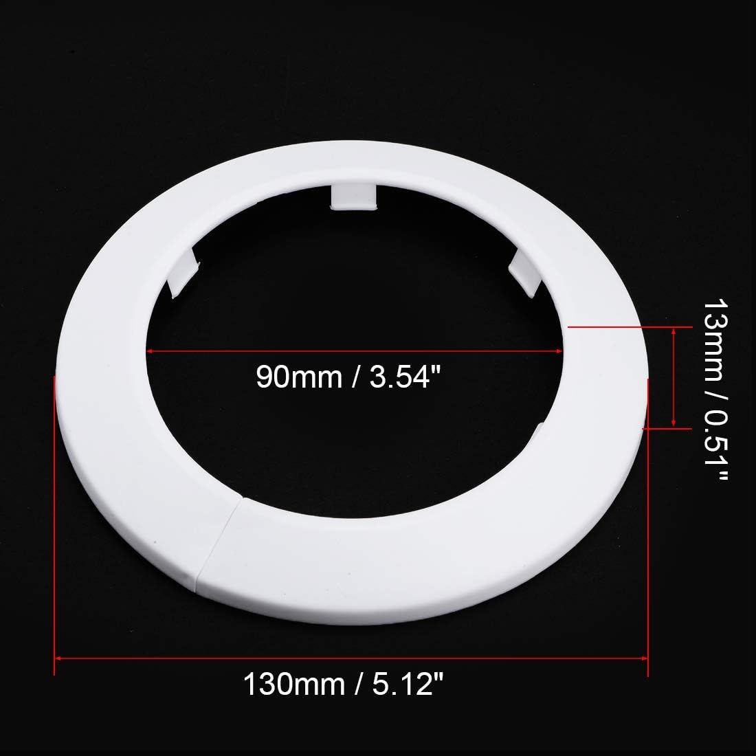 sourcing map 89mm Pipe Cover Decoration PP Plastic Water Pipe Escutcheon White 6pcs, 90 mm - Image 4