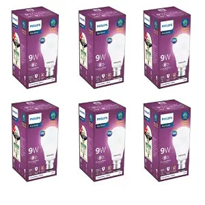 Philips Ace Saver 9 Watt LED Bulb, Base B22 (Cool Day Light), Pack of 6