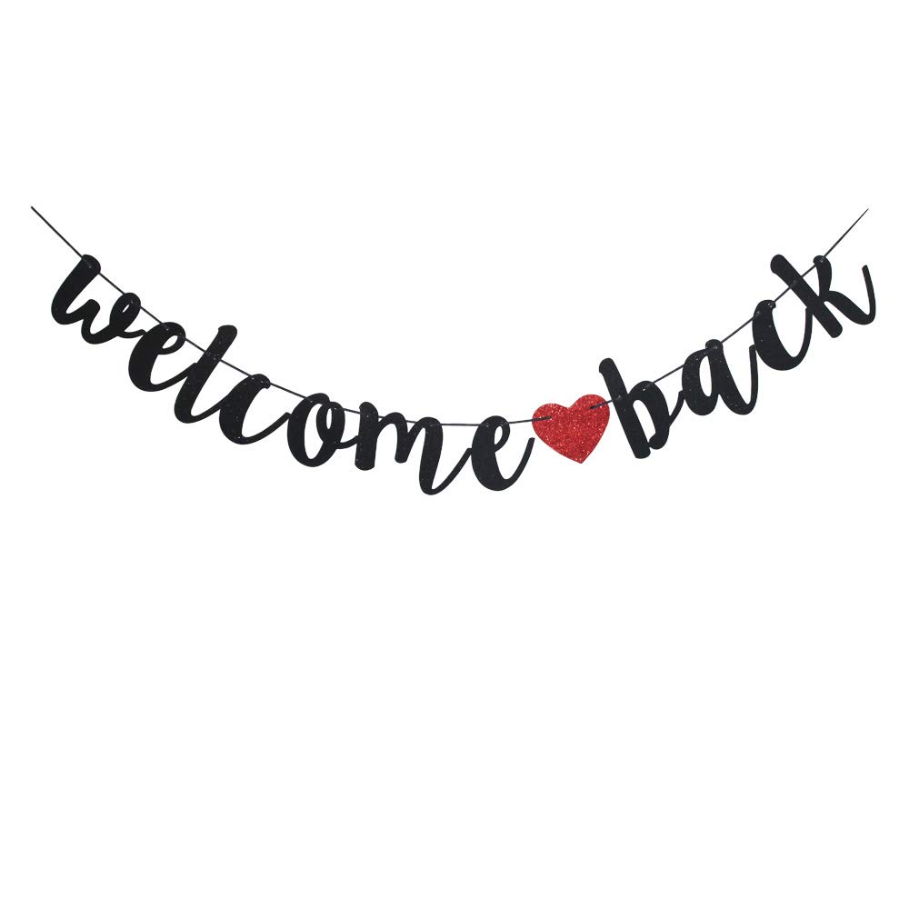 Photo 1 of Welcome Back Black Vintage Banner for First Day of School Teacher, Back to School Decor, Home/Classroom/Moving Away Party Sign Supplies