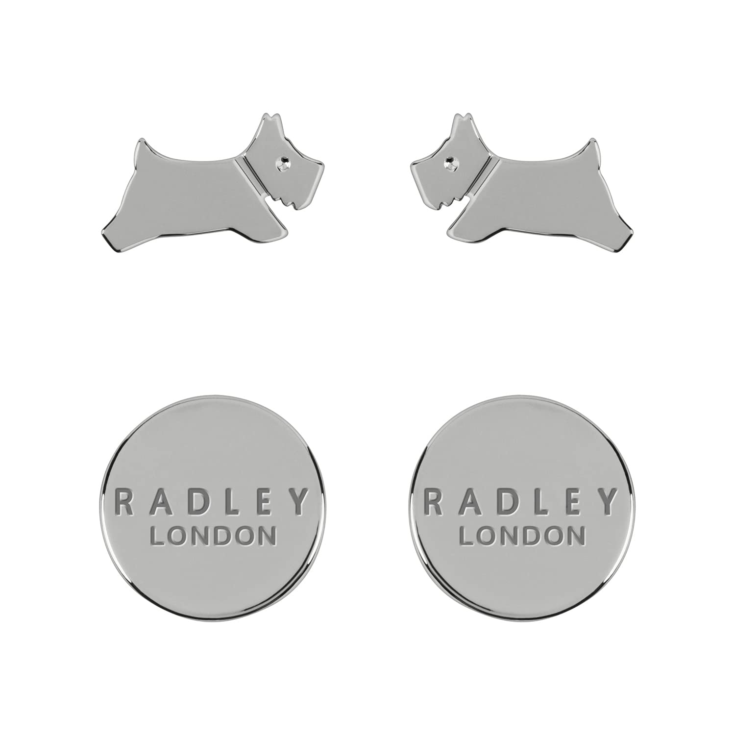 RADLEY London Ladies Silver Leaping Dog Twin Pack Stud Earrings RYJ1209S, One Size
