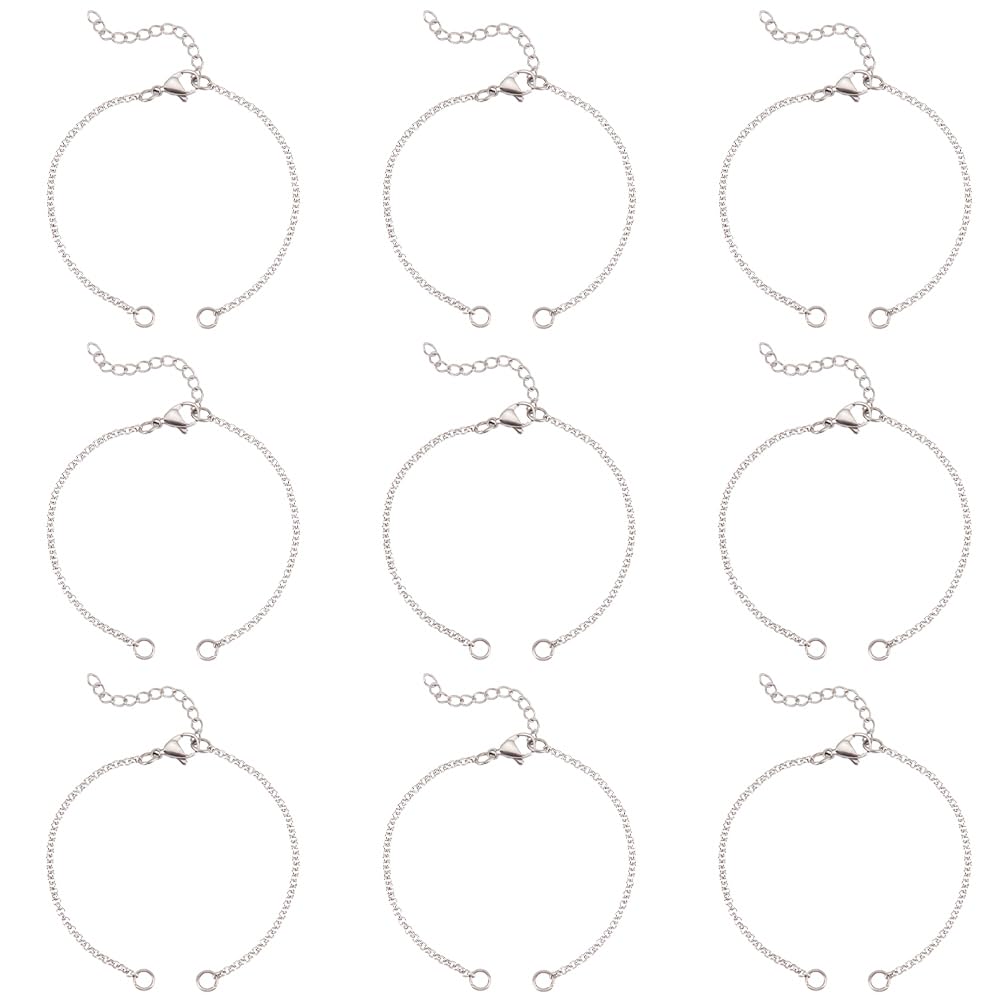 Beebeecraft 1 Box 25Pcs Adjustable Slider Bracelet Stainless Steel Silver Colour Italian Pearl Ball Bead Chain Link Necklace Making for DIY Craft Jewellery