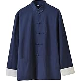 Men's Linen Cotton Tang Suit Jacket Traditional Long Sleeve Coat | Soft, Breathable &amp; Comfortable Fit