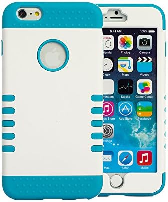 iPhone 6 Plus Case, oneCase™ Hybrid High Impact Heavy Duty Dual Layer Hard PC Outer Shell with Soft Rubber Inner Armor Defender Case Cover for Apple iPhone 6 Plus 5.5 inch Screen with Screen Protector &amp; Stylus (3 Piece-Light Blue/White)