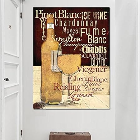 Tzxdbh Pas De Cadre 60x80 Cm Verres A Vin Rouge Bouteille Citation Affiche Imprimer Moderne Cuisine Peinture A L Huile Sur Toile Mur Art Peinture Bar Salle A Manger Decoration Amazon Fr Cuisine