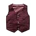 JIANLANPTT Gentleman Casual Suits Baby Boys Vest Pants Shirt Party Wedding Clothes Set Burgundy Red 100(2-3Y)