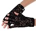 ABC(TM) Women Party Sexy Mittens Fingerless Style Dressy Lace Gloves (Black)