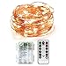 Homeleo 5M 50LEDS Battery Operated Remote Contol LED String Lights Flexible Copper Wire Light LED Starry Lights Fairy Lights AA Battery Powered Tiny Decorative Lights(50 LEDs, Warm White, Waterproof)