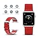 5 Colors for Apple Watch Bands 38mm and 42mm, Fullmosa Jan Calf Leather Replacement Band/Strap for Apple Watch Series 3, iWatch Series 3, Series 2, Series 1, Sport 2015 2016 2017, 42mm Red