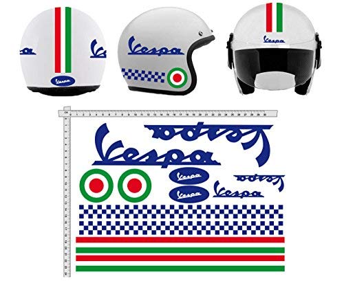 GamesMonkey Stickers CASCO Kit VESPA BLU ITALIA helmet VINY POLISHED assorted vinyl
