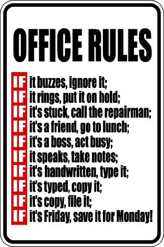 Amazon Com Slap Art Office Rules 8x12 Funny Novelty Metal