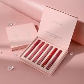 6 Pcs Red Non Stick Liquid Lipstick Sets | Liquid Stick Sets, Natural, Moisturizing, Plump Lip Gloss Set, Red Lip Gloss Women Long Lasting Waterproof