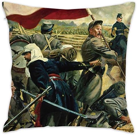 Bklldre Decorative Pillowslip Gift Ideas Household Pillowcase Oil Paint American Civil War Throw Pillow Case Cushion Cover Square 18"X18