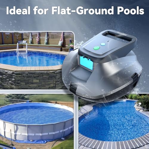 (2026 Upgraded) Pondee X1 Robotic Pool Vacuum, Cordless Pool Cleaner with 120-Min Runtime, Auto-Parking, 2.5h Fast Charging, for Above-Ground & Flat-Bottom Inground Pools up to 850 sq.ft