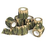 OUTERDO 6 Rolls 14.8x0.16ft Military Camouflage Tape Camo Wrap Outdoor Self-adhesive Protective Camo Form Non-woven Fabric Camo Stretch Bandage for Hunting Gun,Knives,Flashlight,Telescope,Bicycle