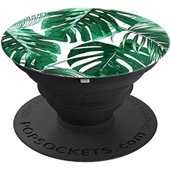 Green Tropical Palm Tree Leaves Pop Socket Grip Stand