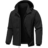 GGleaf Men's Softshell Jacket with Hood Waterproof Windbreaker Lightweight Rain Shell Jacket for Outdoor Hiking