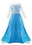 Flgoo Princess Dress Costume for Little Girl's Comfort in Mind Elegant Style (Blue, 5 Years)
