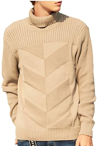 Tuoluzhe Men's Ribbed Turtleneck Sweater Knitted Textured Pullover Sweaters Overcoat