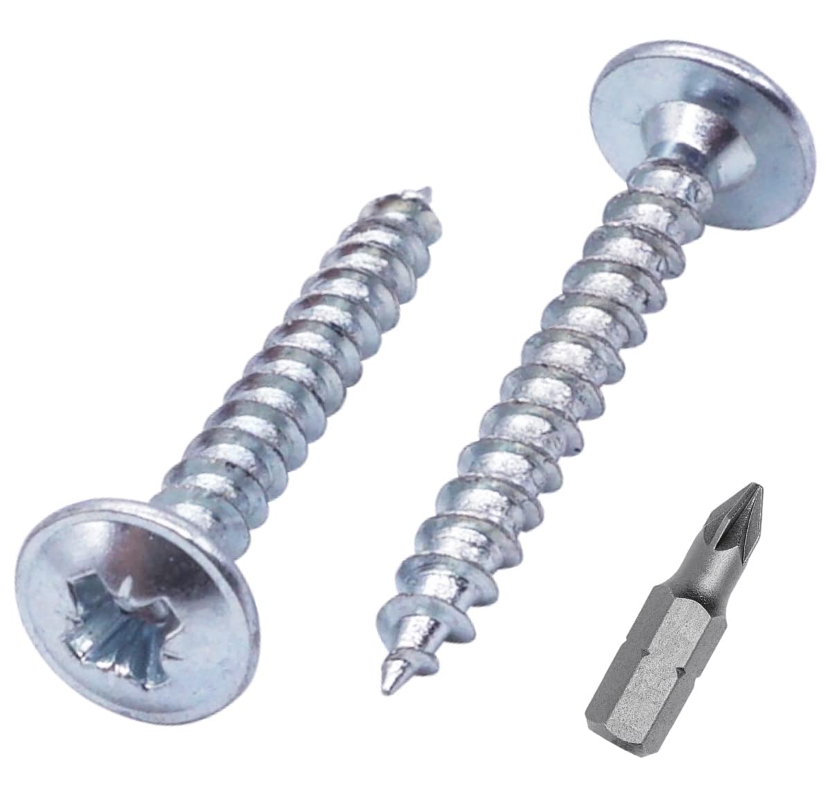 SKIR'CO (200 pcs) Zinc Plated Steel 3.5 x 25 mm Silver Wood Screws, Metal Screws, Wafer Head, Pozidriv, Self Tapping — image 1