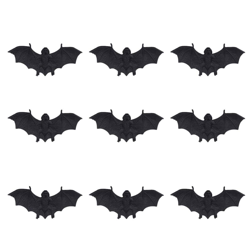 PRETYZOOM Halloween Fake Bats 50Pcs Simulated Plastic Bat Toys for Party Decoration and Pranks Black Small Size for Indoor Outdoor Use
