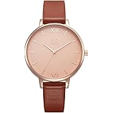 SHENGKE Creative Simplicity Women Watch Genuine Leather Elegant Women Watches Ladies Business Wristwatch(Black)