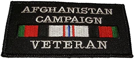 AFGHANISTAN CAMPAIGN VETERAN WITH SERVICE RIBBON PATCH. Color. Veteran Owned Business.