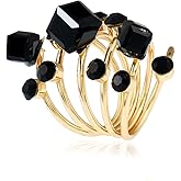 OIDIMS Big CZ Crystal Statement Wedding Ring for Women Birthstone Cubic Zirconia Balls Fashion Spring Gemstone Open Band Wrap Birthday Valentine's Day Cocktail Party Rings Dainty Jewelry Gifts