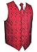 Men's 3pc Paisley Vest (L (Chest 44), Red/Black)