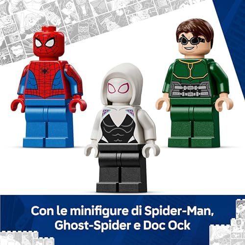 | Marvel Battaglia Mech: Spider-Man vs. Doc Ock - Giocattolo dei Supereroi con 2 Action Figure, 3 Minifigure, Shooter e Corde-Ragnatela - Idea Regalo per Bambini da 6 Anni in su - 76338