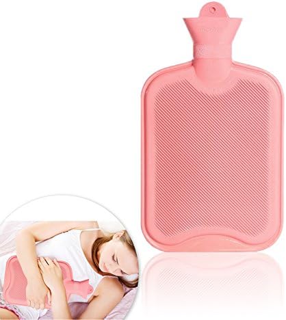 Classic Rubber Bottle | 2 Quartz Semi Transparent Natural Thick Rubber High Temperature Pain Reliever Muscle Relaxation Therapy Cold Warm Hot Water Bottle Compress | Pink