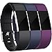 Maledan Bands Replacement Compatible with Fitbit Charge 2, 3-Pack, Large Black/Blue/Plum