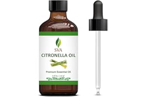 SVA ORGANICS SVA Citronella Essential Oil – 4 Fl Oz – 100% Natural Citronella Oil - for Diffuser, Hair Care, Face, Skin Care, Aromatherapy, Scalp and Body Massage, Soap and Candle Making - with Dropper