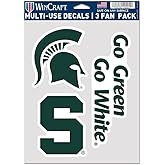 Wincraft NCAA Michigan State Spartans Decal Multi Use Fan 3 Pack, Team Colors, One Size