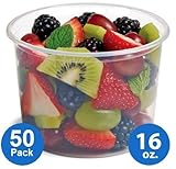 Plastic Food Storage Containers with lids - Foodsavers Deli Cups / Foodsavers for Portion Control & Miscellaneous - Commercial Duty, Watertight & Leakproof (16oz, 50pcs)