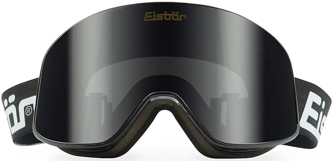 Eisbär eyewear - Schneebrille Schneewechte für Damen und Herren | Kratzfest & Bruchsicher | UV Schutz | Schwarze Skibrille & 