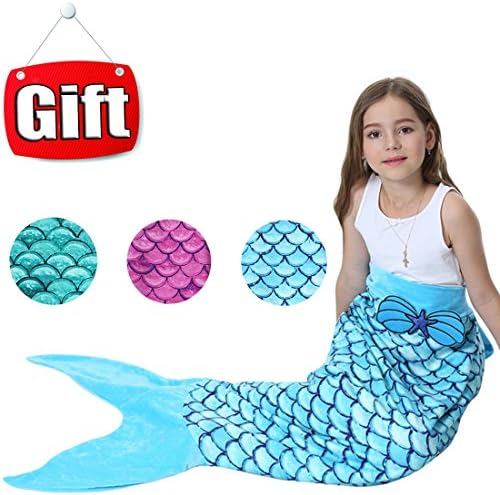 Mermaid Tail Blanket for Kids Girls JingStyle Mermaid Blanket Fleece Home Snuggle Sofa Reading Indoor Sleeping Bag Bedroom Quilts Child Outdoor Travel Camping Air Conditioning  Blanket