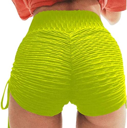 lumiyo Women's Sport Fitness Gym Stretchy High Waisted Ruched Butt Lifting Workout Running Yoga Shorts