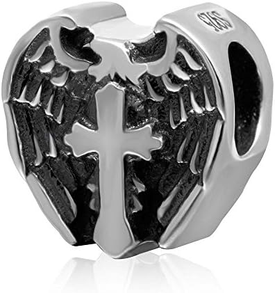 Cross Charm 925 Sterling Silver Christian Charm Heart Keep Faith Charm for Bracelet