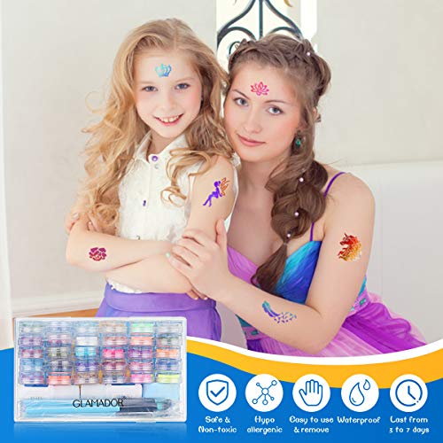 Glitter Tattoo Set GLAMADOR Temporary Tattoo Kit30 Large Glitter