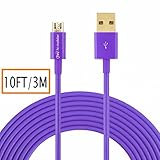 Hi-mobiler®Hi-Speed 10ft/3M USB2.0 A Male to Micro B Cable with Gold-Plated Connectors for Samsung LG HTC and Other Tablet Smartphone (Purple)