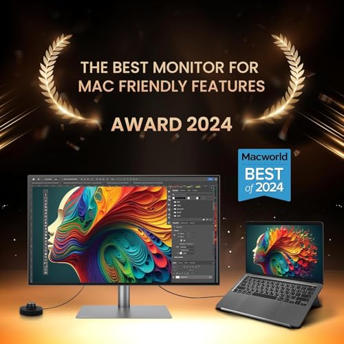 BenQ PD2725U Grafiker Monitor (AQCOLOR Technologie, 27 Zoll, 4K UHD, IPS, P3 Farbraum, Thunderbolt /USB-C-Laden, DP / HDMI, KVM, Hardware kalibriert, HDR 400, Höhenverstellbar), MacBook kompatibel thumbnail 2
