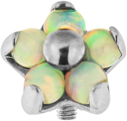 MONSTER PIERCING5 Opal Stones Flower G23 Grade Titanium Top Micro Dermal Anchor Jewellery