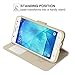 Galaxy J5 Case, SAVFY Thin Flip/Folio PU Leather Window View Case Cover for Samsung Galaxy J5 2016 - Gold [Not Fit for J5 2015]